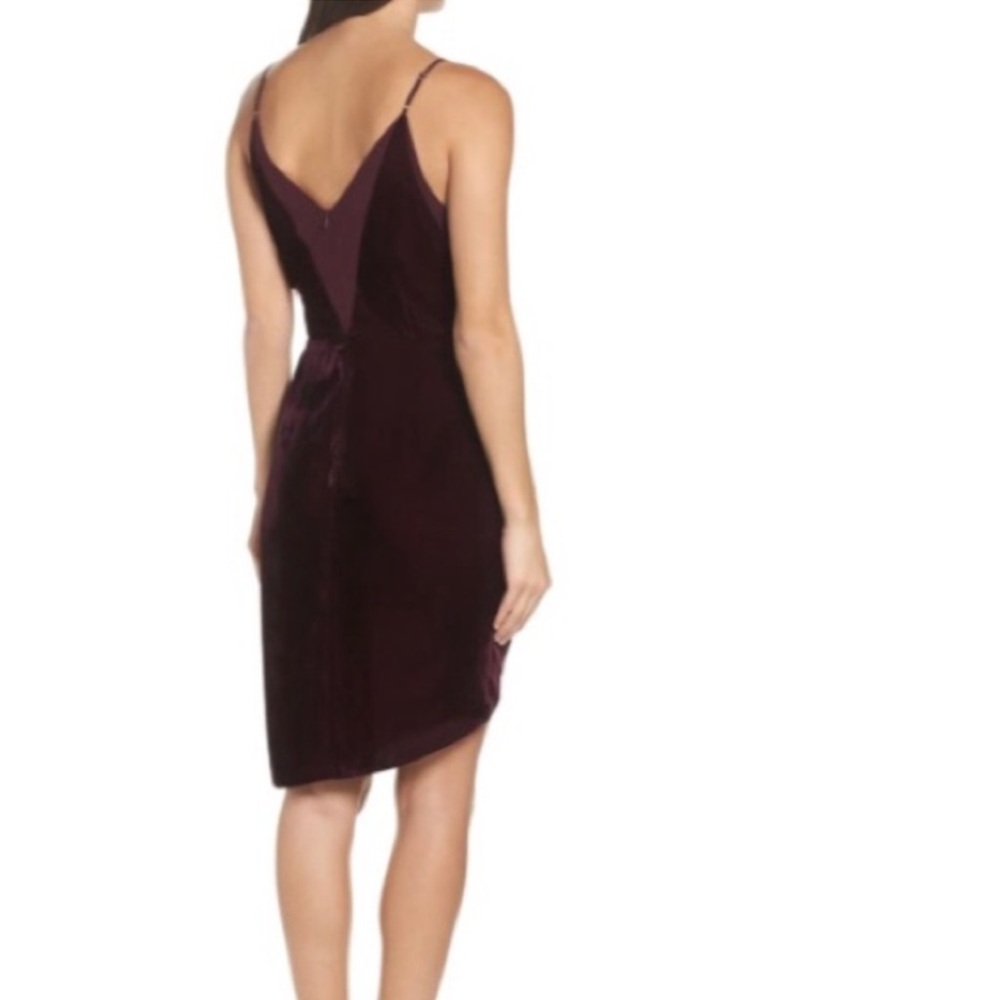 NEW Adeline Rae Asymmetrical Wine Velvet Dress - Picture 2 of 4